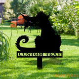 Halloween Metal Sign Black Cat Garden Metal Stake Personalized Family Name Yard Sign Outdoor Door Garden Decor Garden
