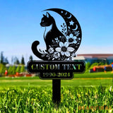 Halloween Metal Sign Black Cat Garden Metal Stake Personalized Family Name Yard Sign Outdoor Door Garden Decor Garden