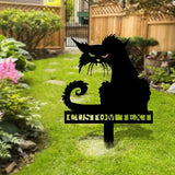Halloween Metal Sign Black Cat Garden Metal Stake Personalized Family Name Yard Sign Outdoor Door Garden Decor Garden