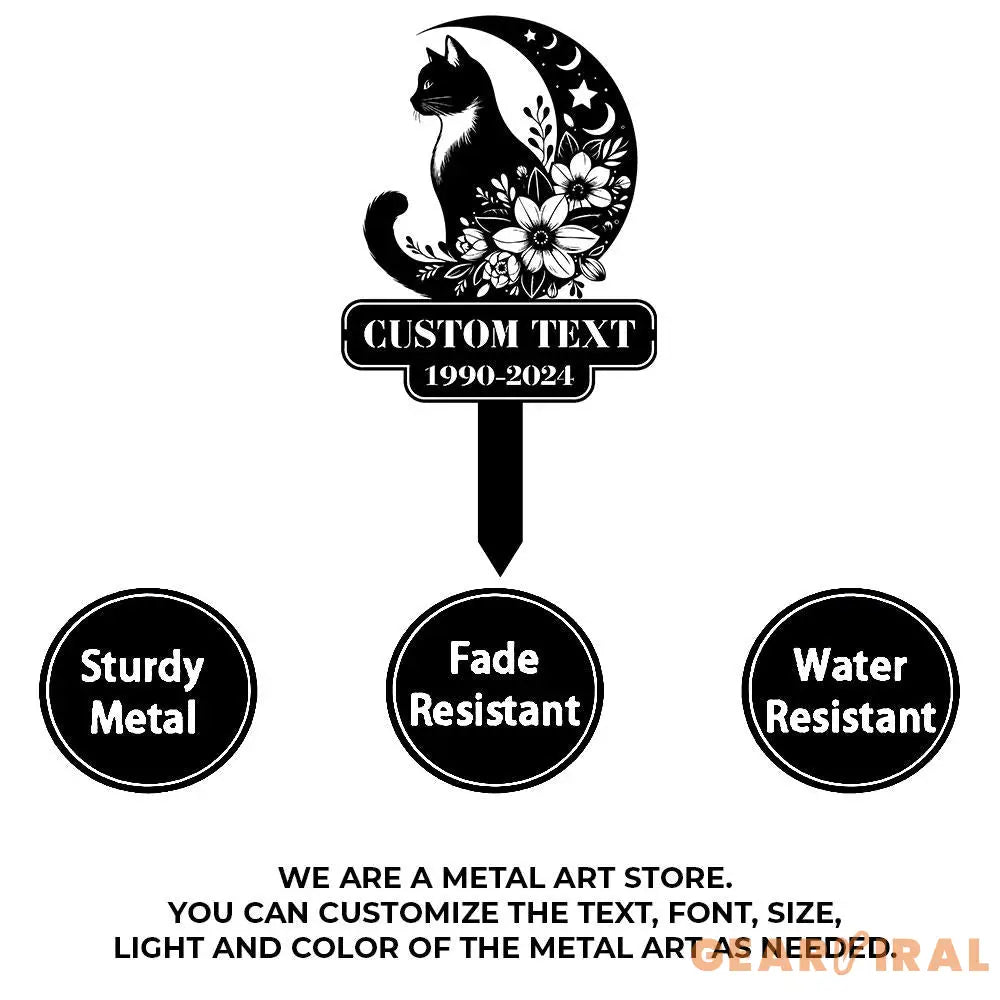 Halloween Metal Sign Black Cat Garden Metal Stake Personalized Family Name Yard Sign Outdoor Door Garden Decor Garden