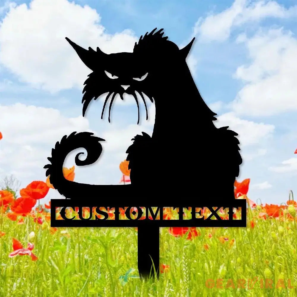 Halloween Metal Sign Black Cat Garden Metal Stake Personalized Family Name Yard Sign Outdoor Door Garden Decor Garden