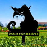 Halloween Metal Sign Black Cat Garden Metal Stake Personalized Family Name Yard Sign Outdoor Door Garden Decor Garden