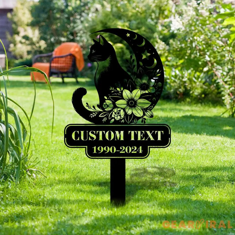 Halloween Metal Sign Black Cat Garden Metal Stake Personalized Family Name Yard Sign Outdoor Door Garden Decor Garden