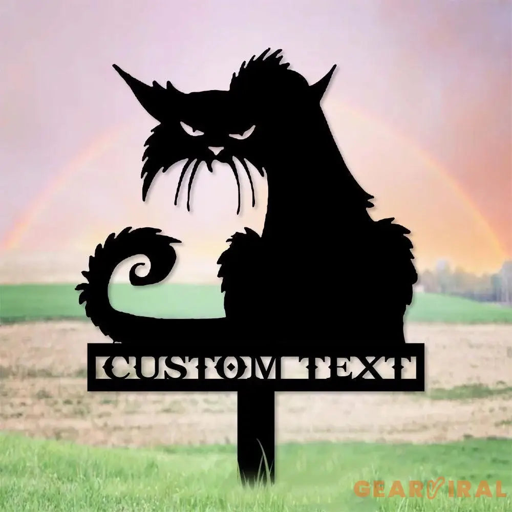 Halloween Metal Sign Black Cat Garden Metal Stake Personalized Family Name Yard Sign Outdoor Door Garden Decor Garden
