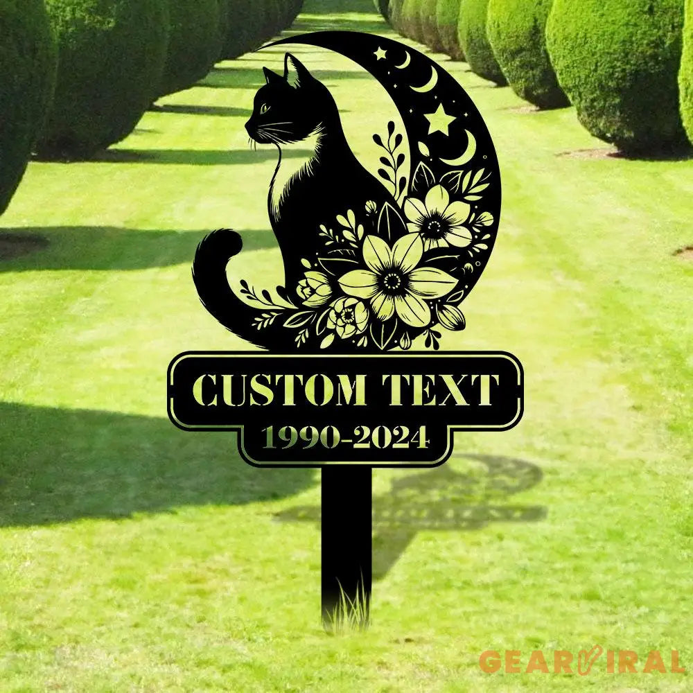 Halloween Metal Sign Black Cat Garden Metal Stake Personalized Family Name Yard Sign Outdoor Door Garden Decor Garden
