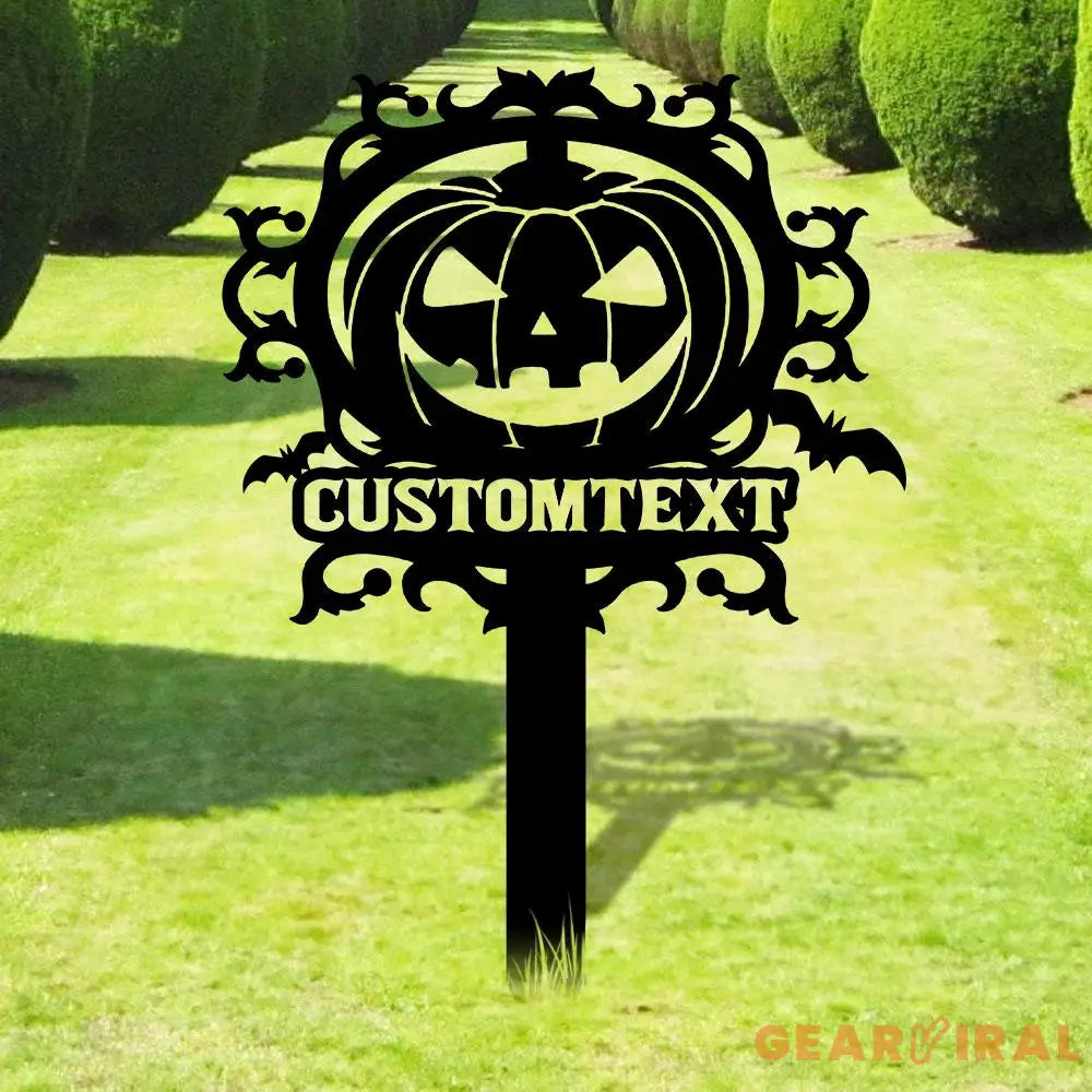 Halloween Pumpkin Metal Sign Halloween Garden Metal Stake Personalized Name Yard Sign Outdoor Door Garden Decor Garden
