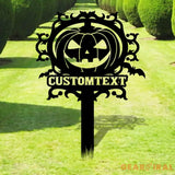 Halloween Pumpkin Metal Sign Halloween Garden Metal Stake Personalized Name Yard Sign Outdoor Door Garden Decor Garden