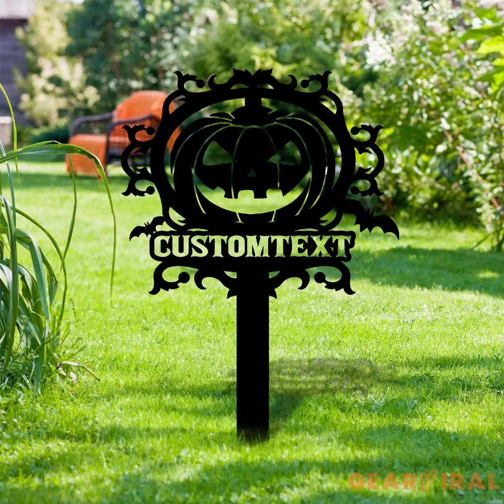 Halloween Pumpkin Metal Sign Halloween Garden Metal Stake Personalized Name Yard Sign Outdoor Door Garden Decor Garden