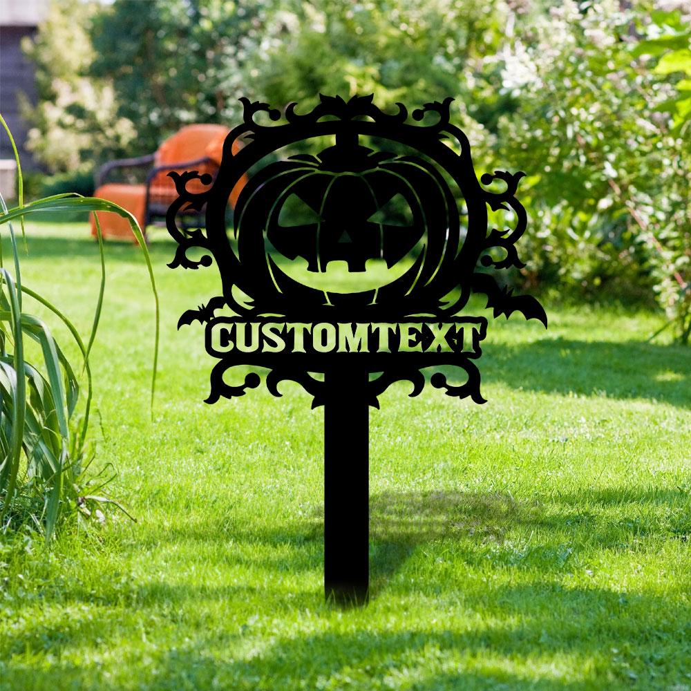 Halloween Pumpkin Metal Sign, Halloween Garden Metal Stake, Personalized Name Yard Sign, Outdoor Door Garden Decor, Garden Art, Housewarming