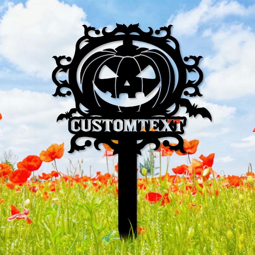 Halloween Pumpkin Metal Sign, Halloween Garden Metal Stake, Personalized Name Yard Sign, Outdoor Door Garden Decor, Garden Art, Housewarming