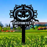 Halloween Pumpkin Metal Sign, Halloween Garden Metal Stake, Personalized Name Yard Sign, Outdoor Door Garden Decor, Garden Art, Housewarming