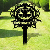 Halloween Pumpkin Metal Sign, Halloween Garden Metal Stake, Personalized Name Yard Sign, Outdoor Door Garden Decor, Garden Art, Housewarming