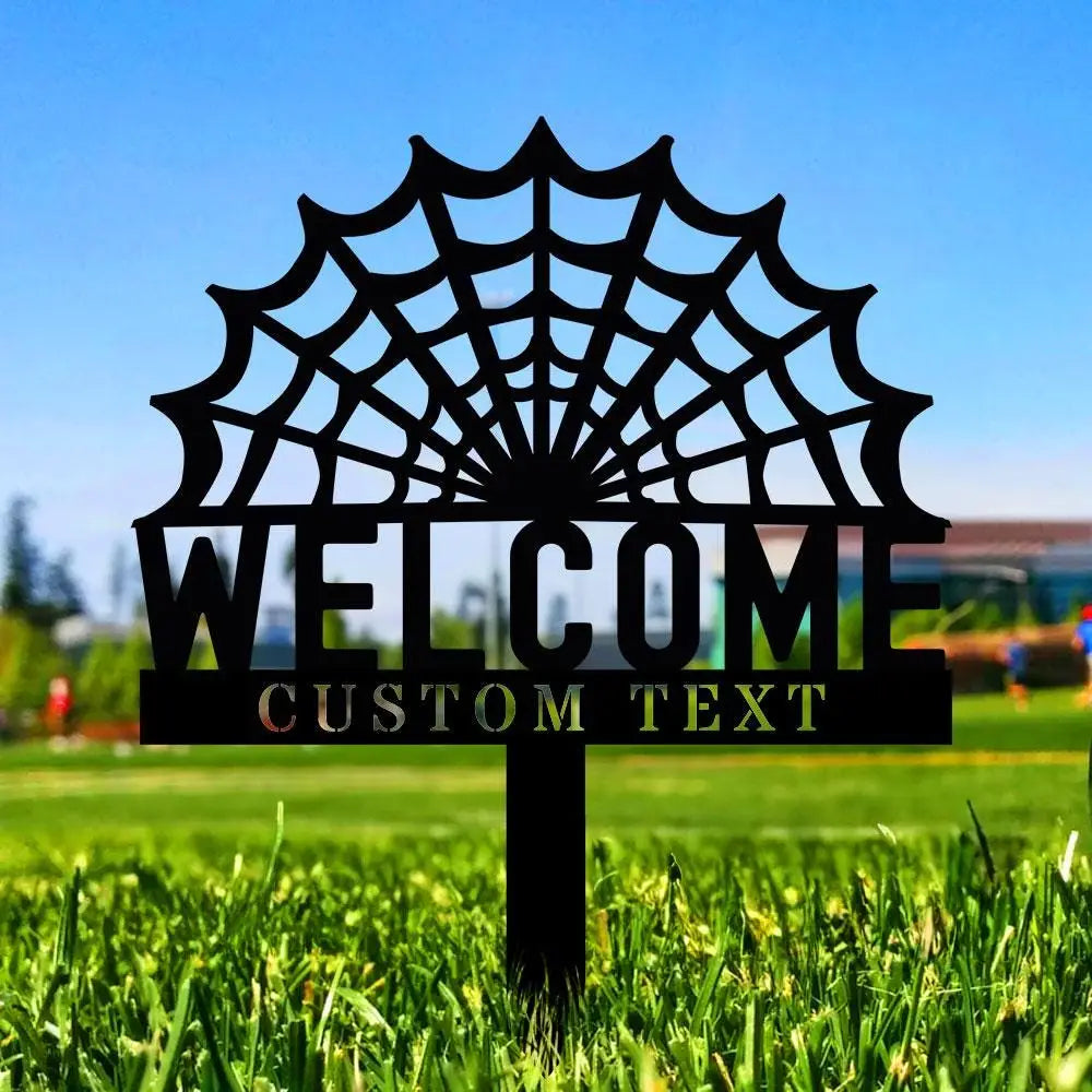 Halloween Welcome Sign Metal Sign Name Sign Personalized Name LED Lights Halloween Sign Outdoor Door Monogram Halloween