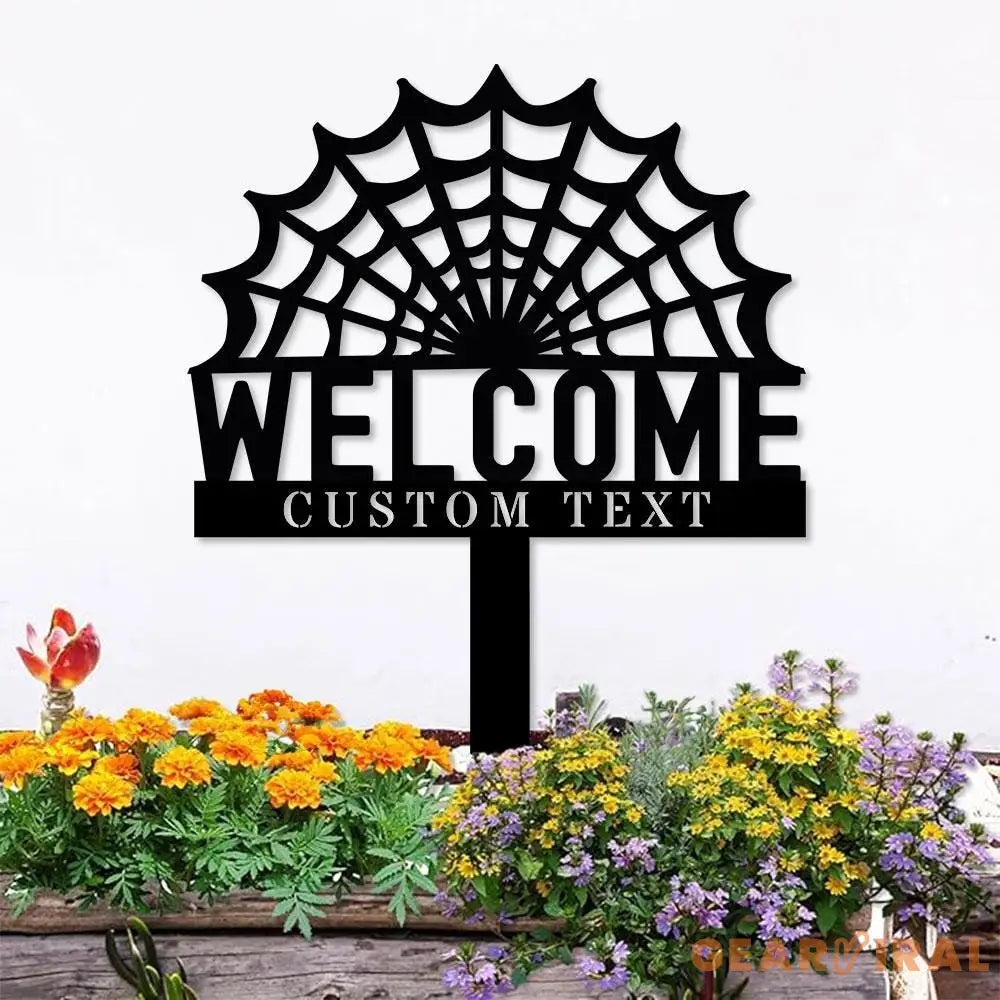 Halloween Welcome Sign Metal Sign Name Sign Personalized Name LED Lights Halloween Sign Outdoor Door Monogram Halloween