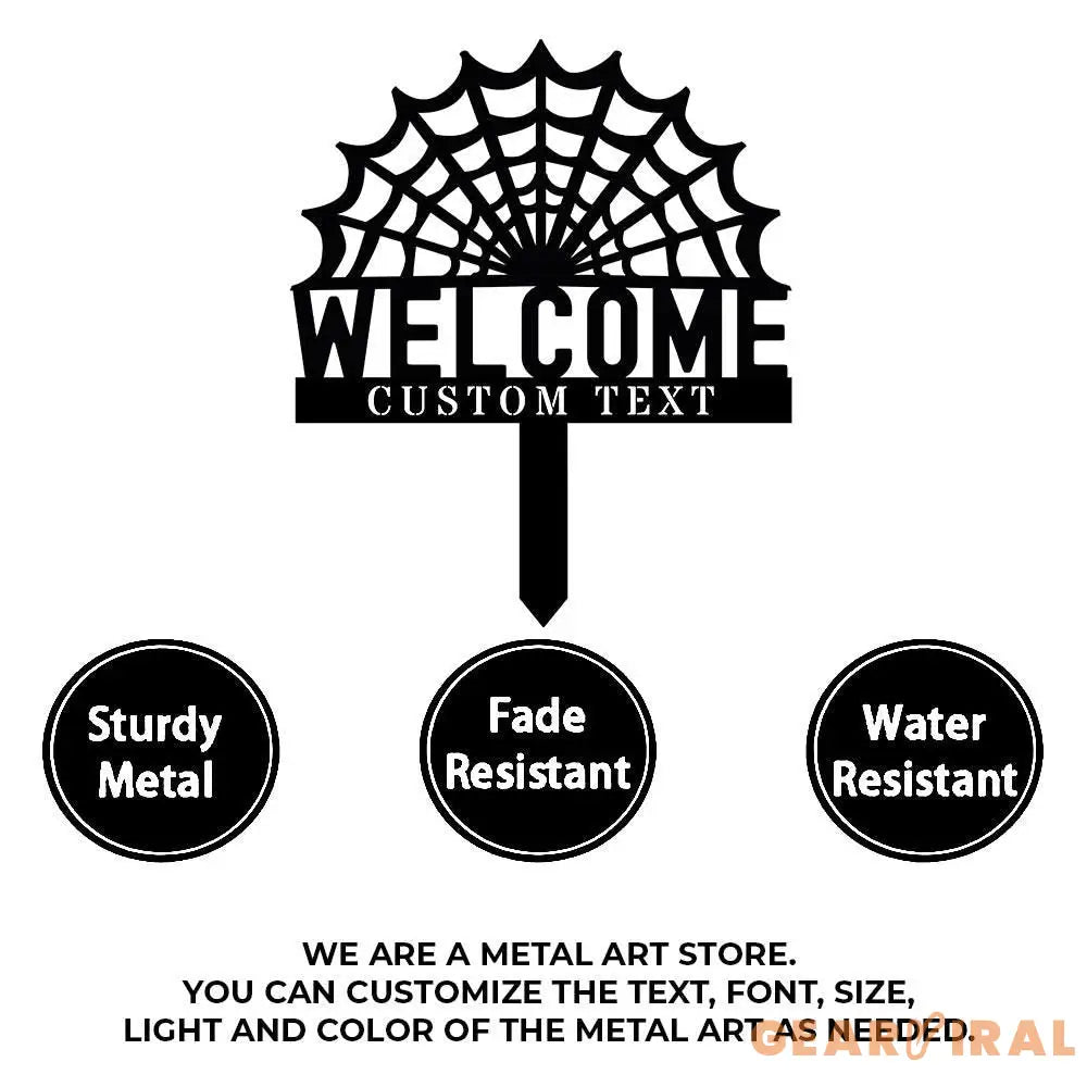 Halloween Welcome Sign Metal Sign Name Sign Personalized Name LED Lights Halloween Sign Outdoor Door Monogram Halloween