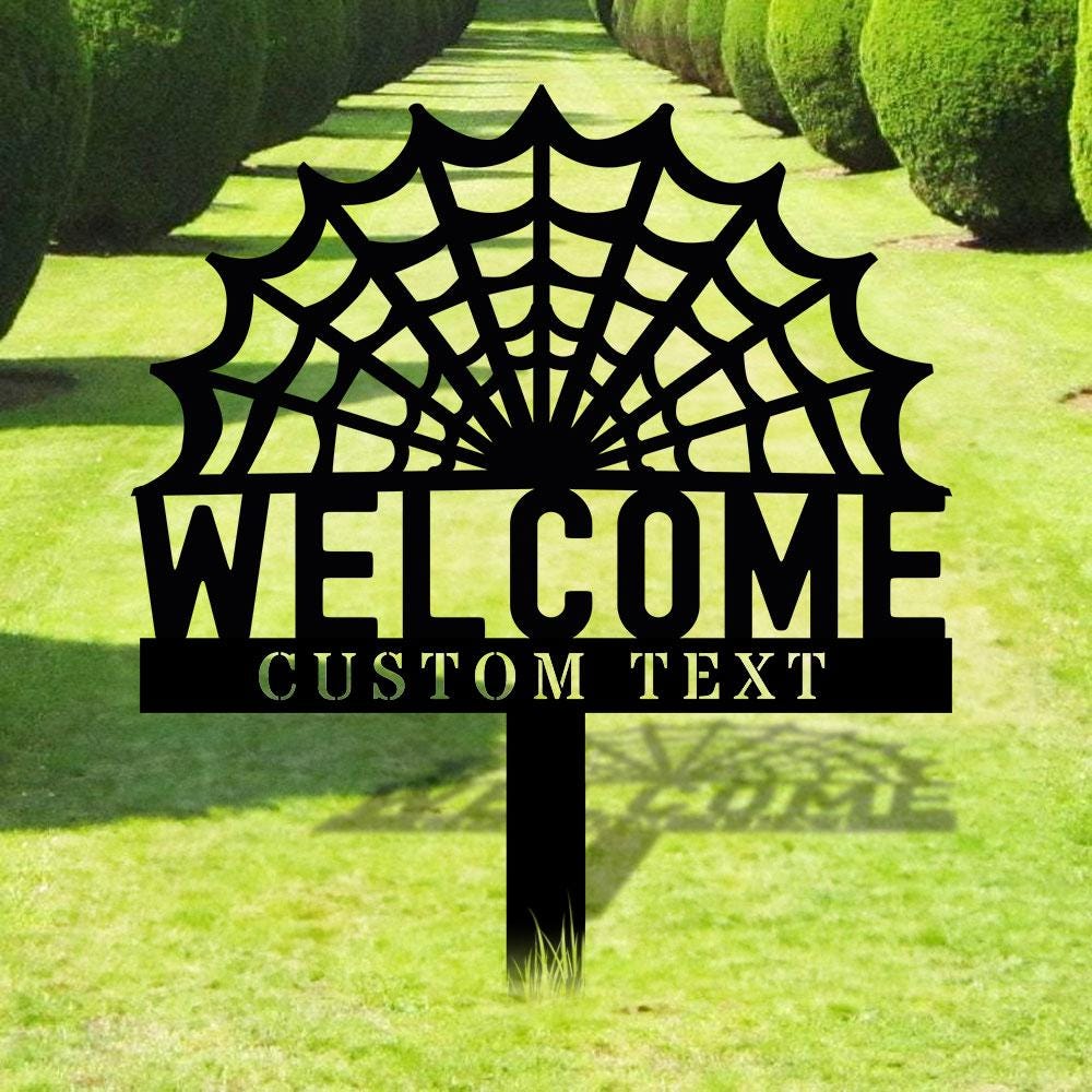Halloween Welcome Sign Metal Sign Name Sign, Personalized Name LED Lights, Halloween Sign, Outdoor Door Monogram, Halloween Metal sign