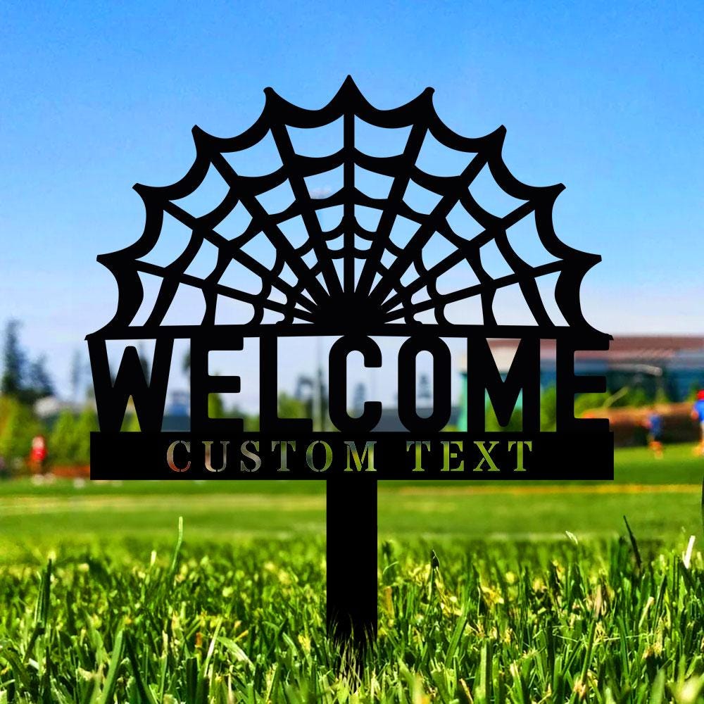 Halloween Welcome Sign Metal Sign Name Sign, Personalized Name LED Lights, Halloween Sign, Outdoor Door Monogram, Halloween Metal sign