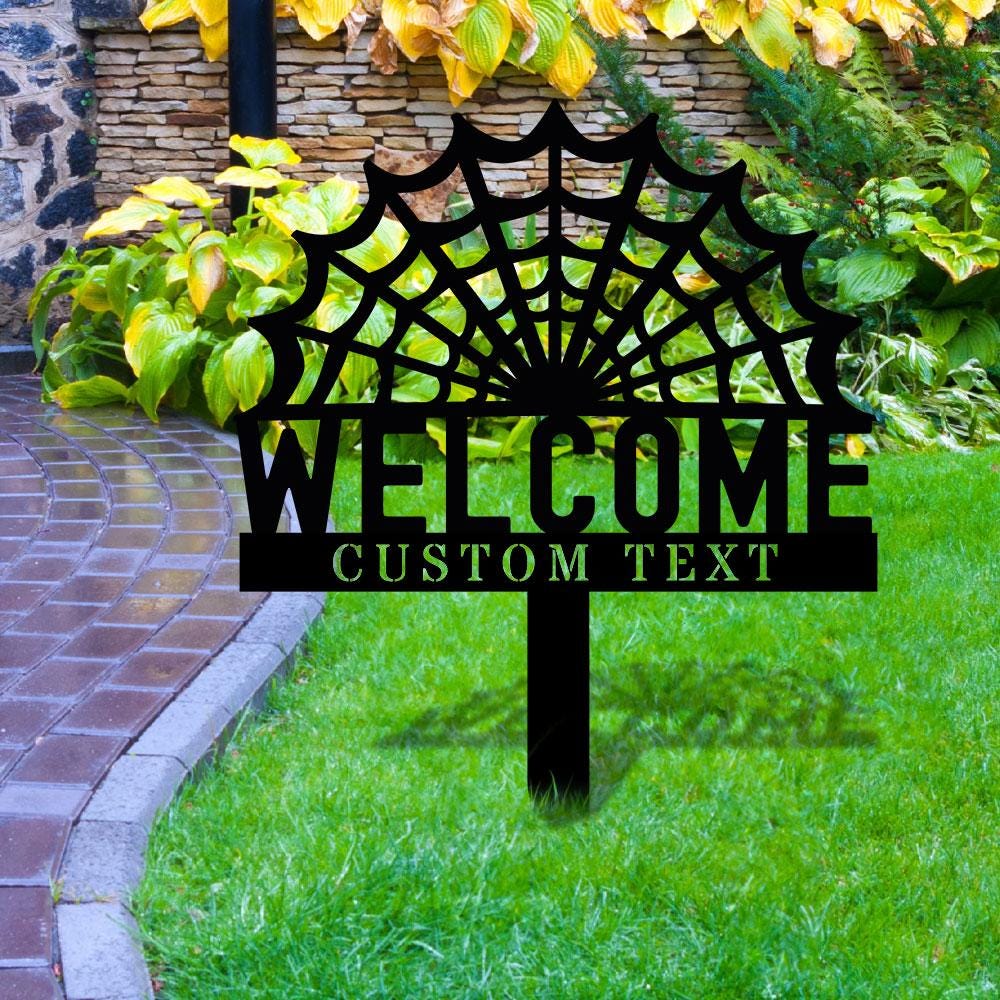 Halloween Welcome Sign Metal Sign Name Sign, Personalized Name LED Lights, Halloween Sign, Outdoor Door Monogram, Halloween Metal sign