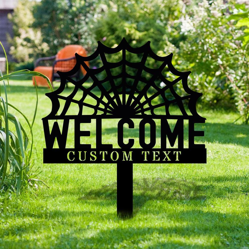 Halloween Welcome Sign Metal Sign Name Sign, Personalized Name LED Lights, Halloween Sign, Outdoor Door Monogram, Halloween Metal sign