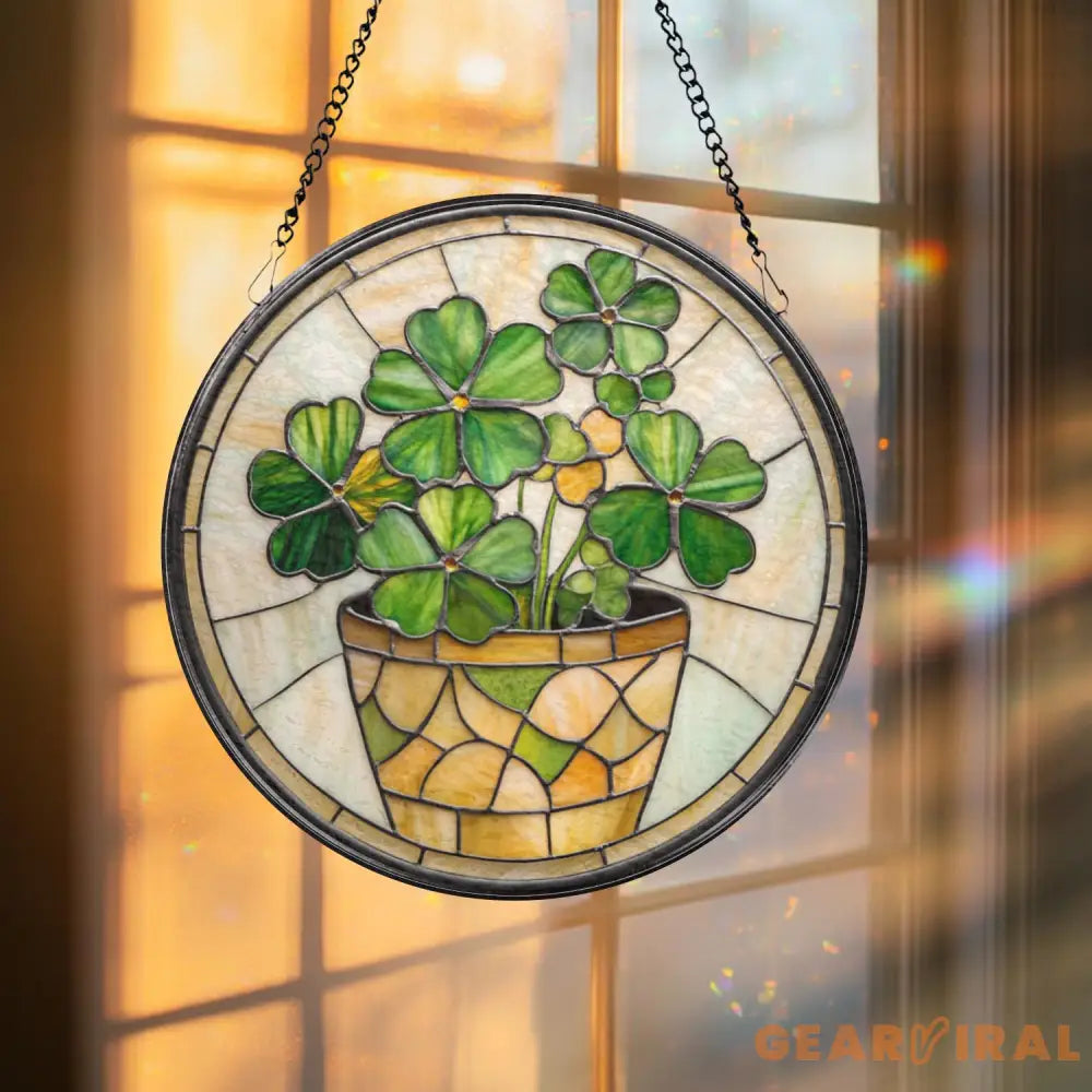 Handmade Shamrock Glass Suncatcher Celtic Window Decor Irish Ornament Lucky Charm Gift Green Irish Window Art Gift for