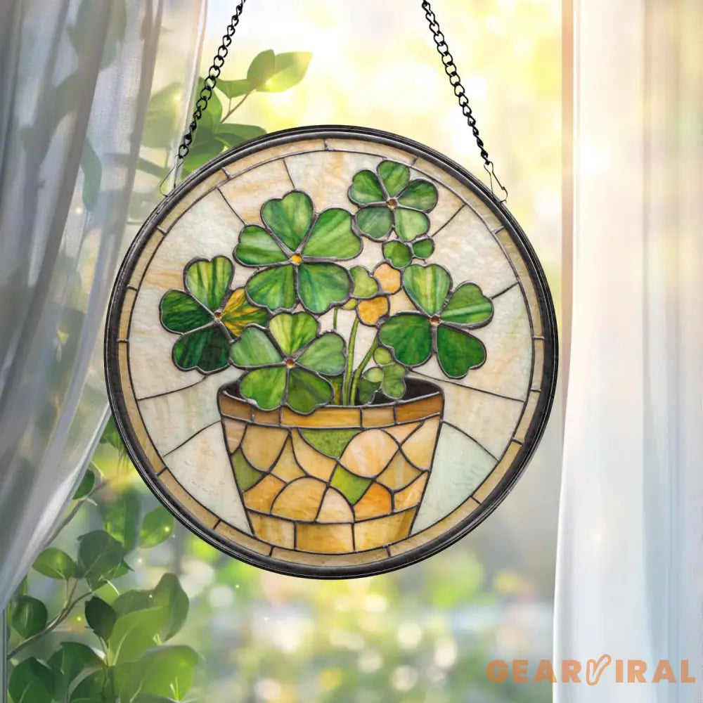 Handmade Shamrock Glass Suncatcher Celtic Window Decor Irish Ornament Lucky Charm Gift Green Irish Window Art Gift for