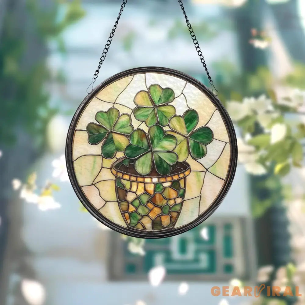 Handmade Shamrock Glass Suncatcher Irish Celtic Window Decor Green Stained Glass Ornament Lucky Charm Gift for Irish