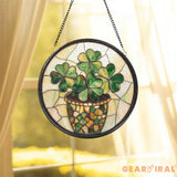 Handmade Shamrock Glass Suncatcher Irish Celtic Window Decor Green Stained Glass Ornament Lucky Charm Gift for Irish