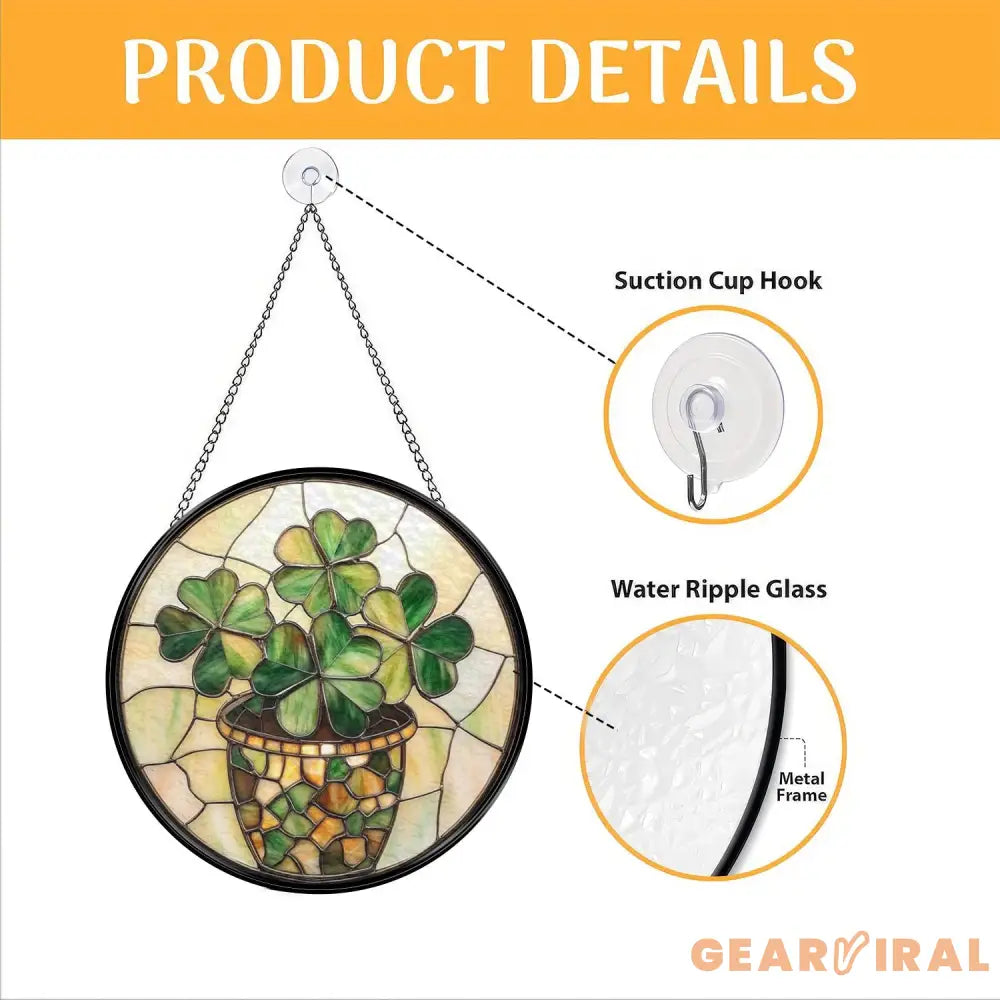 Handmade Shamrock Glass Suncatcher Irish Celtic Window Decor Green Stained Glass Ornament Lucky Charm Gift for Irish