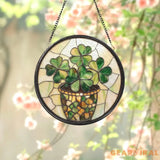 Handmade Shamrock Glass Suncatcher Irish Celtic Window Decor Green Stained Glass Ornament Lucky Charm Gift for Irish
