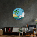 Hawaii Beach Circle LED Neon Sign Light Pop Art