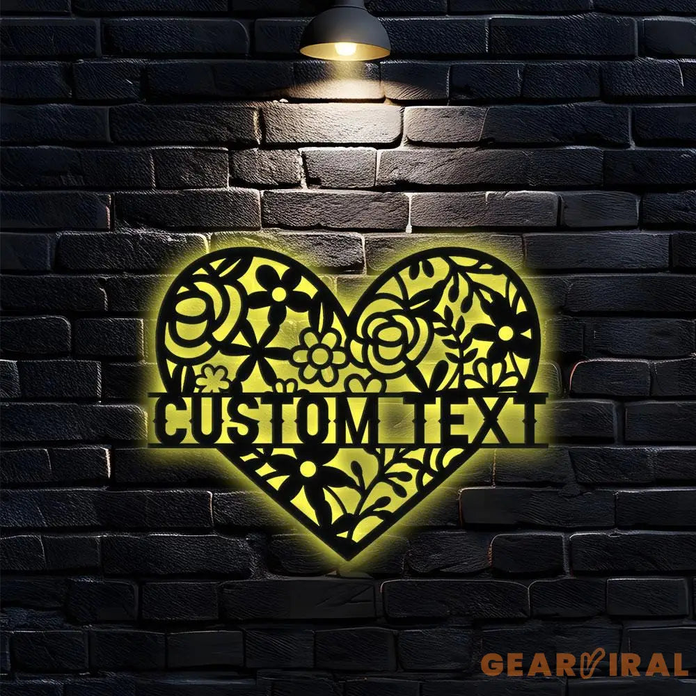 Heart Family Name Monograms Name Metal Sign Personalized Name Led Sign Outdoor Door Decor Heart Wall Art Perfect Gift