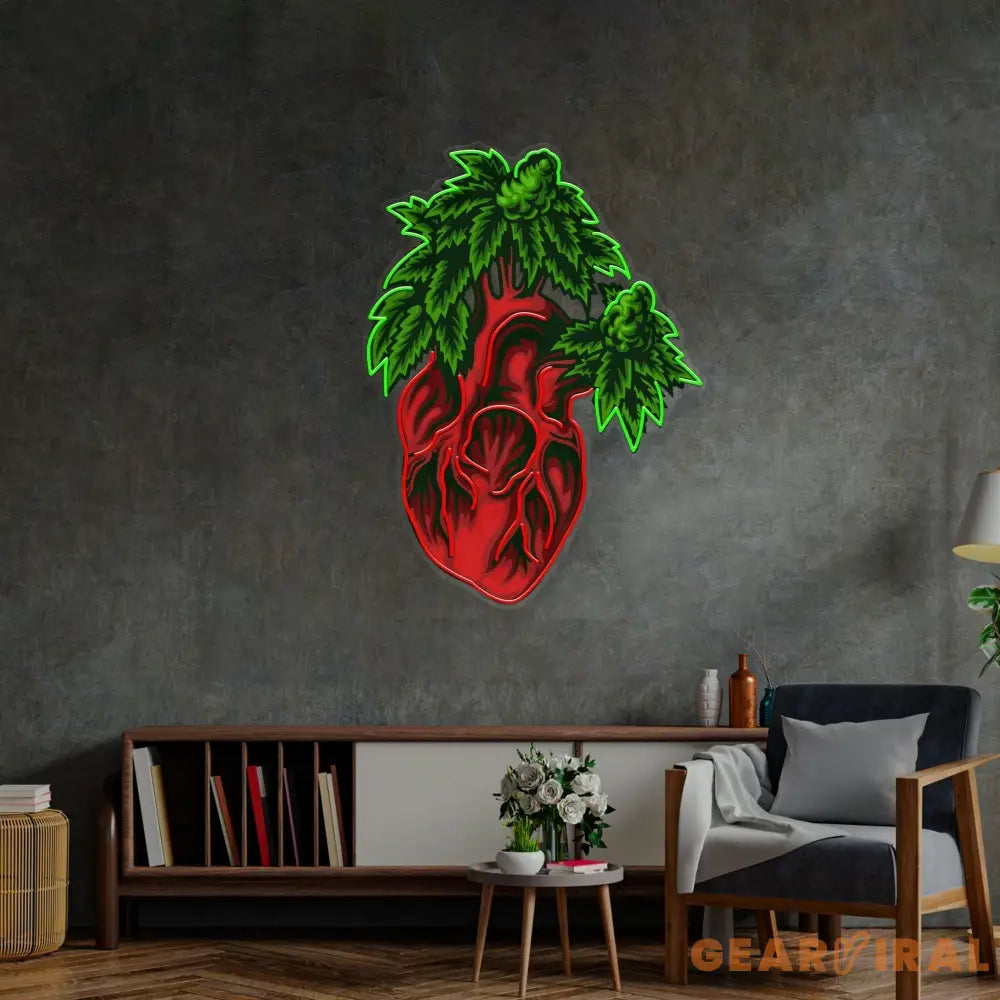 Heart Marijuana LED Neon Sign Light Pop Art