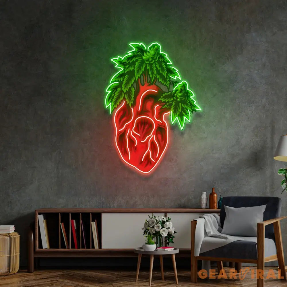 Heart Marijuana LED Neon Sign Light Pop Art