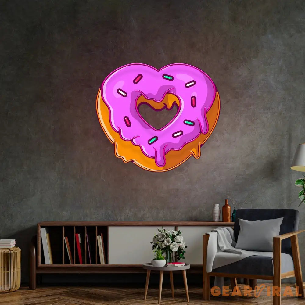 Heart Shaped Donut LED Neon Sign Light Pop Art