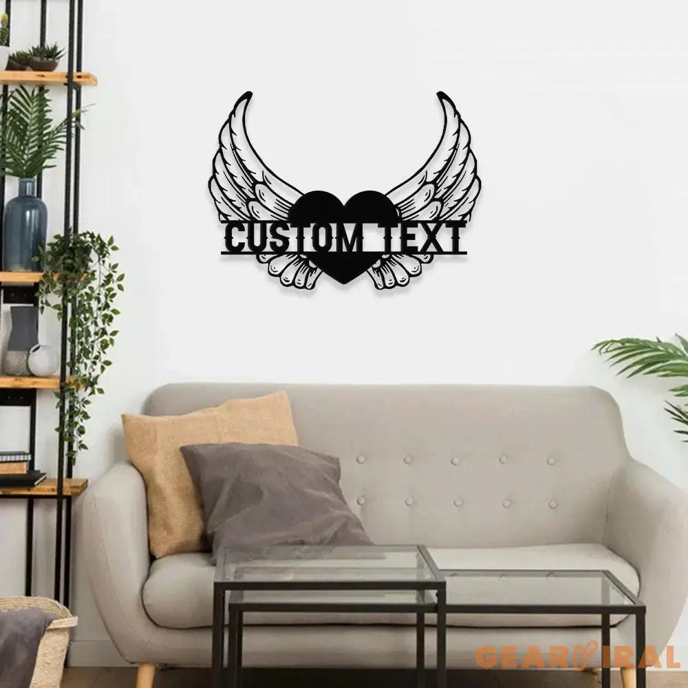 Heart With Wings Remembering Metal Sign Personalized Metal Memorial Sign Memorial Metal Sign Sympathy Gift Grave Marker