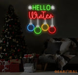 Hello Winter Neon Sign - Merry Christmas LED Light Christmas Quote Wall Art Winter Neon Sign for House Wall Decor
