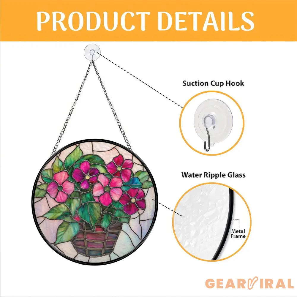 Hibiscus Flowers Vase Glass Window Hanging Tropical Floral Suncatcher Summer Decor Hibiscus Lover Gift Tropical Home