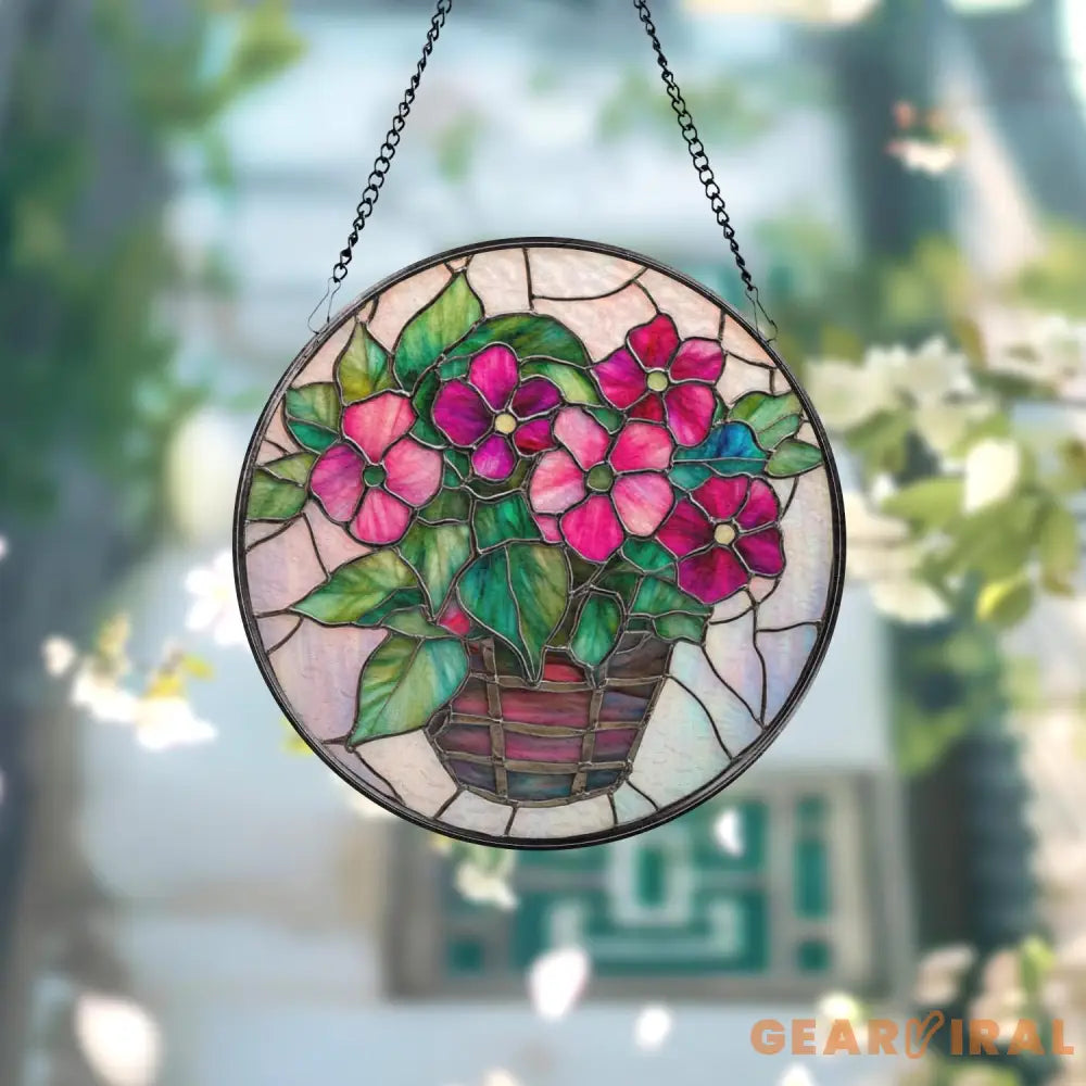 Hibiscus Flowers Vase Glass Window Hanging Tropical Floral Suncatcher Summer Decor Hibiscus Lover Gift Tropical Home