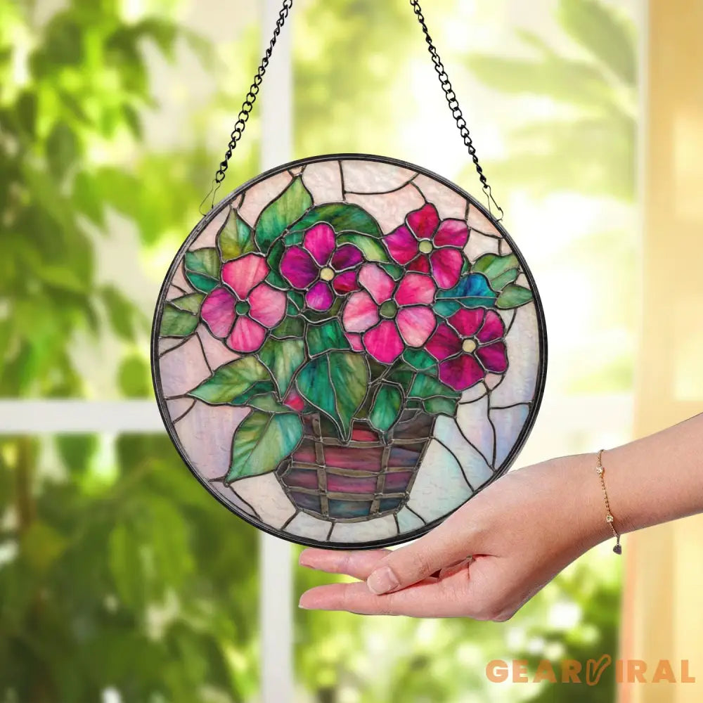 Hibiscus Flowers Vase Glass Window Hanging Tropical Floral Suncatcher Summer Decor Hibiscus Lover Gift Tropical Home