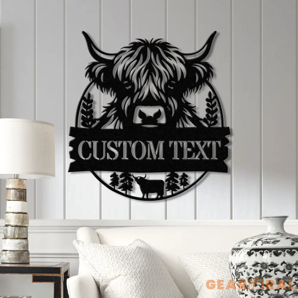 Highland Cow Metal Sign Custom Highland Cow Wall Art Personalized Highland Cow Farm Sign Farmhouse Decor Ranch Decor