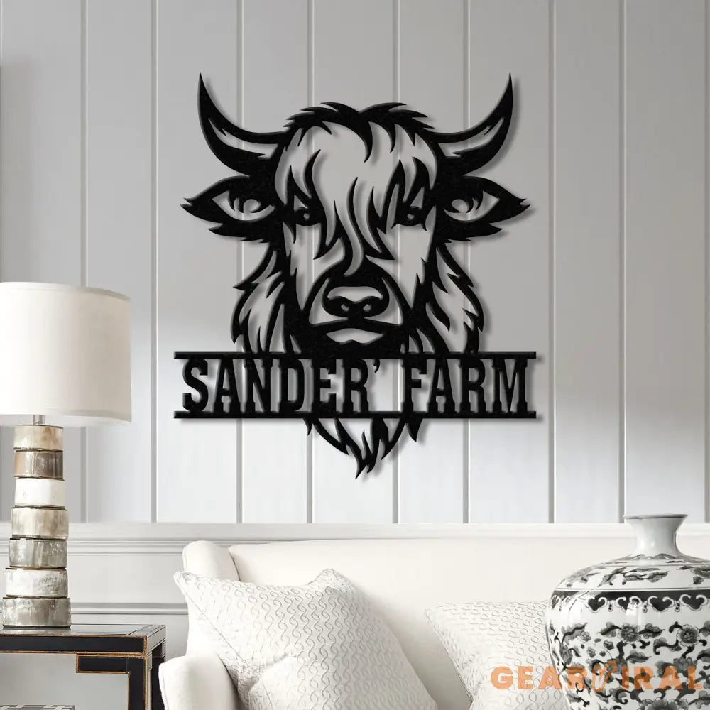 Highland Cow Metal Sign Custom Highland Cow Wall Art Personalized Highland Cow Farm Sign Farmhouse Decor Ranch Decor