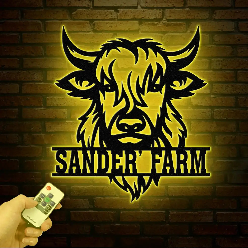 Highland Cow Metal Sign Custom Highland Cow Wall Art Personalized Highland Cow Farm Sign Farmhouse Decor Ranch Decor