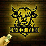 Highland Cow Metal Sign Custom Highland Cow Wall Art Personalized Highland Cow Farm Sign Farmhouse Decor Ranch Decor