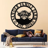 Highland Cow Metal Sign Custom Highland Cow Wall Art Personalized Highland Cow Farm Sign Farmhouse Decor Ranch Decor