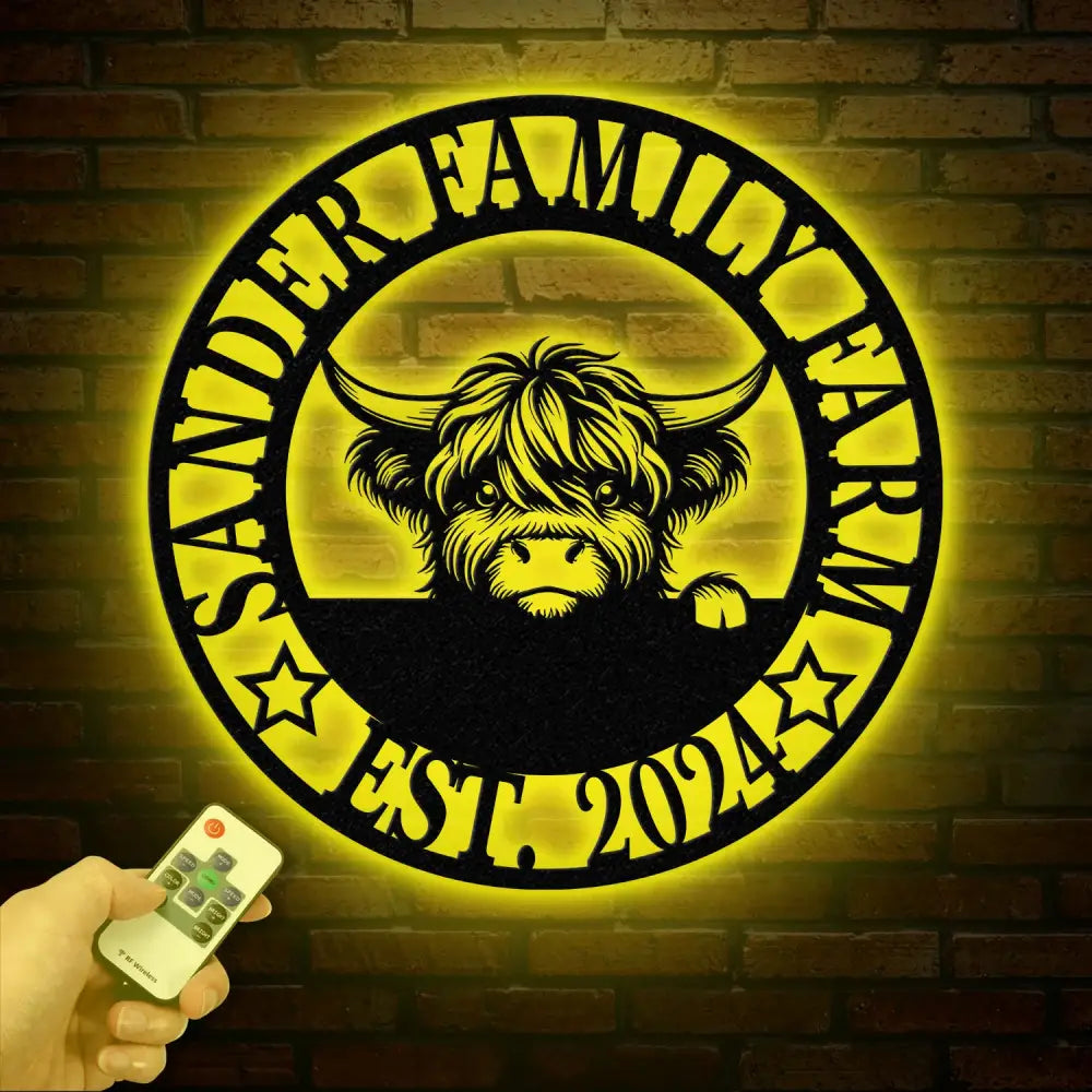 Highland Cow Metal Sign Custom Highland Cow Wall Art Personalized Highland Cow Farm Sign Farmhouse Decor Ranch Decor