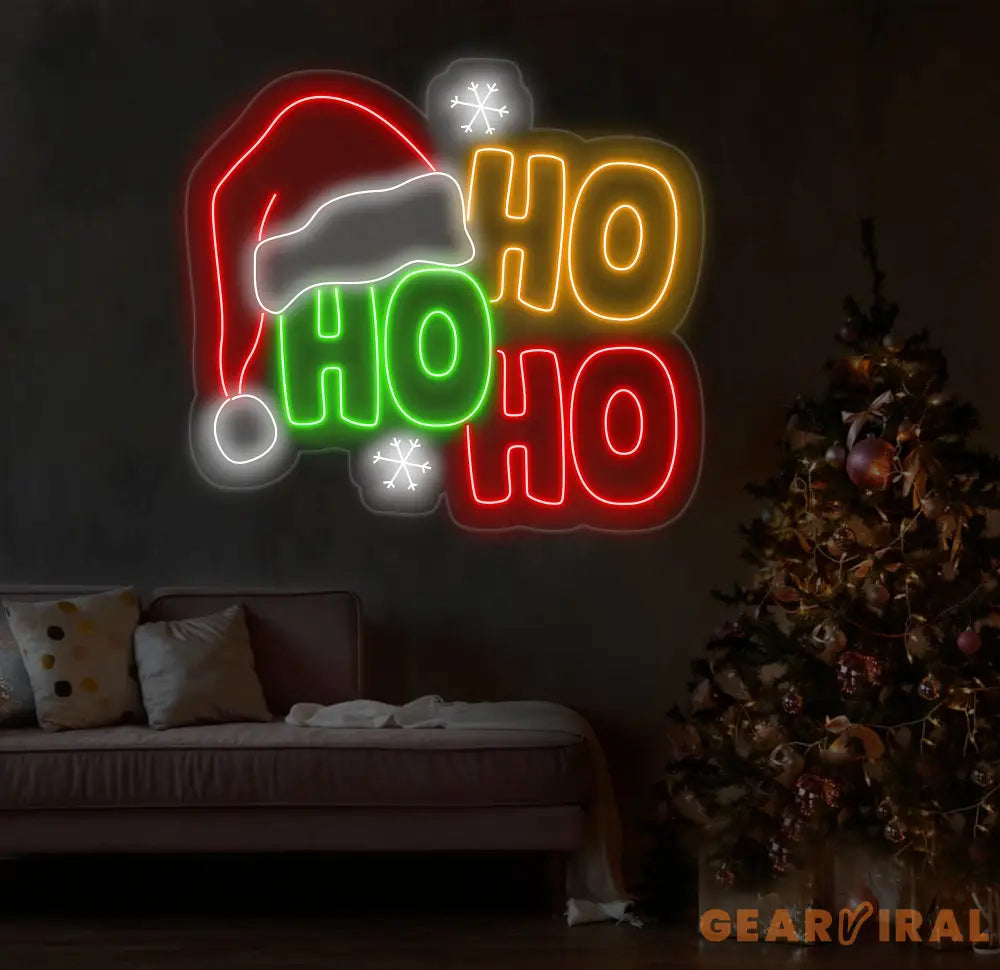 Ho Ho Ho Neon Sign - LED Christmas Lights Merry Christmas Decor Best Holiday Gift Idea Festive Ho Ho Ho LED Sign for