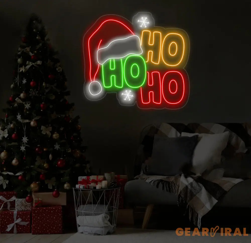 Ho Ho Ho Neon Sign - LED Christmas Lights Merry Christmas Decor Best Holiday Gift Idea Festive Ho Ho Ho LED Sign for