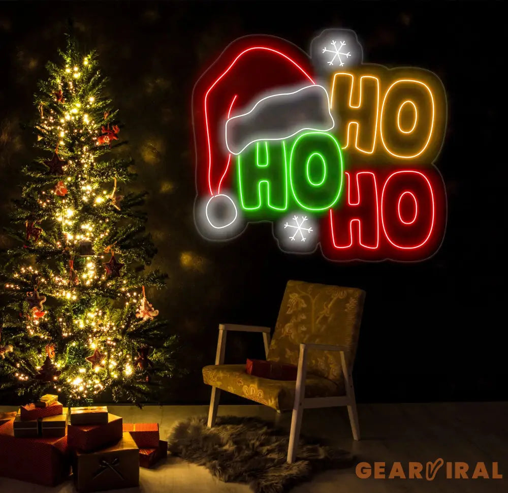 Ho Ho Ho Neon Sign - LED Christmas Lights Merry Christmas Decor Best Holiday Gift Idea Festive Ho Ho Ho LED Sign for