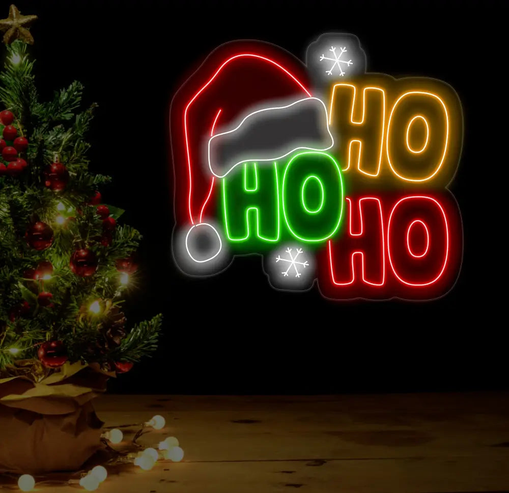 Ho Ho Ho Neon Sign - LED Christmas Lights Merry Christmas Decor Best Holiday Gift Idea Festive Ho Ho Ho LED Sign for