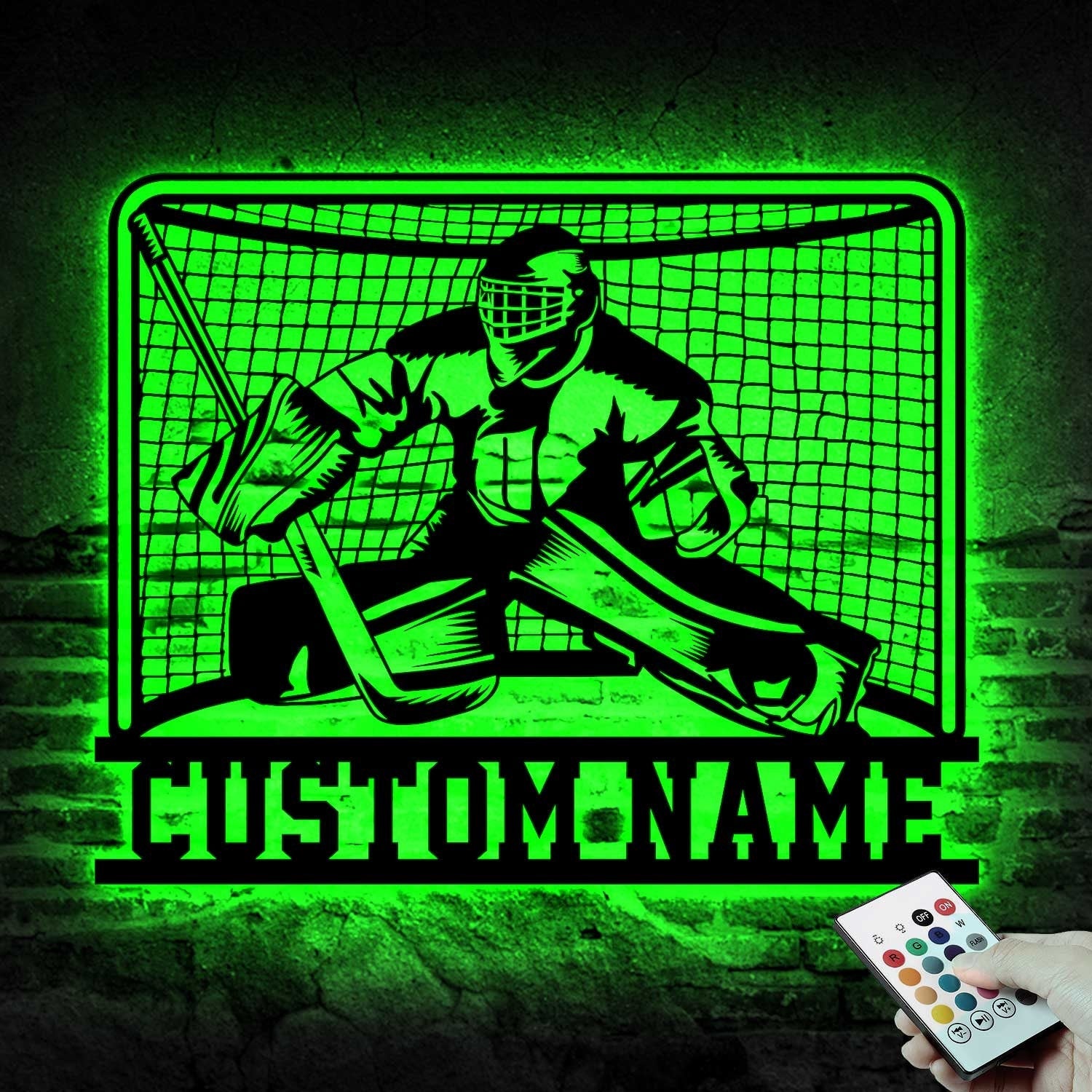 Hockey Goalie Metal Sign with LED Lights, Custom Hockey Player Wall Art, Personalized Air Hockey Name Sign for Room or Rink – GearViral